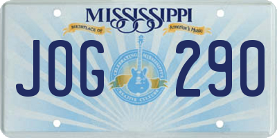 MS license plate JOG290