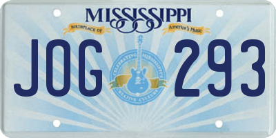 MS license plate JOG293