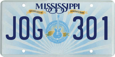 MS license plate JOG301