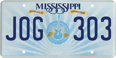MS license plate JOG303