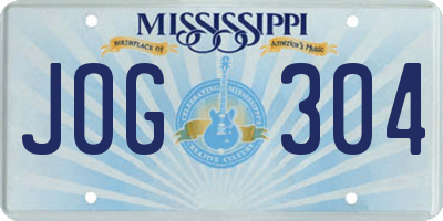MS license plate JOG304
