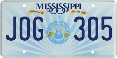 MS license plate JOG305