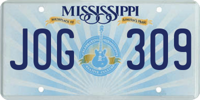 MS license plate JOG309
