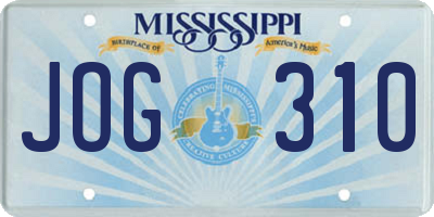 MS license plate JOG310