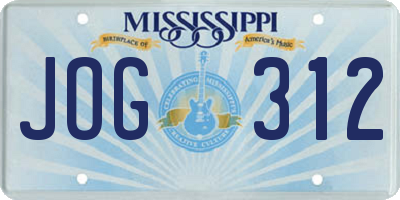 MS license plate JOG312