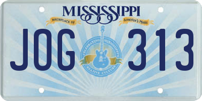 MS license plate JOG313