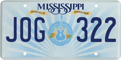 MS license plate JOG322