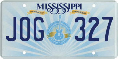 MS license plate JOG327
