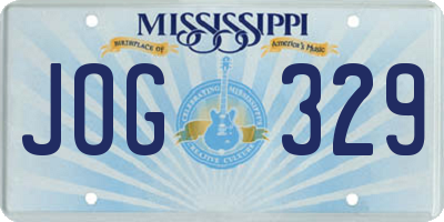 MS license plate JOG329