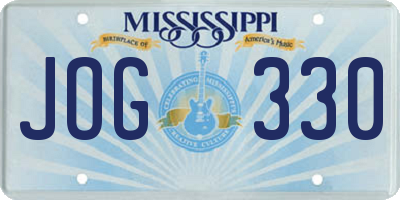 MS license plate JOG330