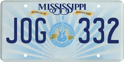 MS license plate JOG332