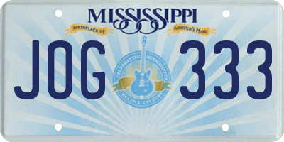 MS license plate JOG333