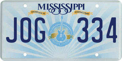 MS license plate JOG334
