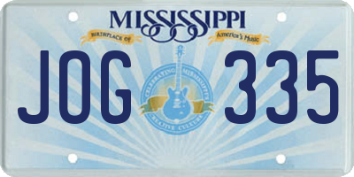 MS license plate JOG335