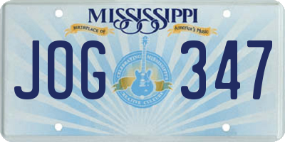 MS license plate JOG347