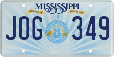 MS license plate JOG349