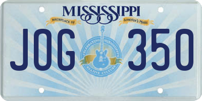 MS license plate JOG350