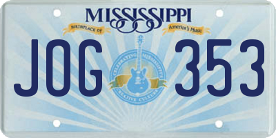 MS license plate JOG353