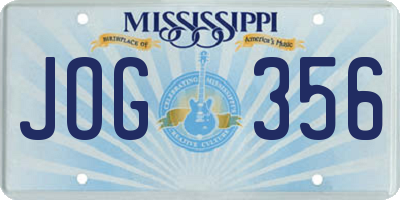 MS license plate JOG356