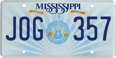 MS license plate JOG357