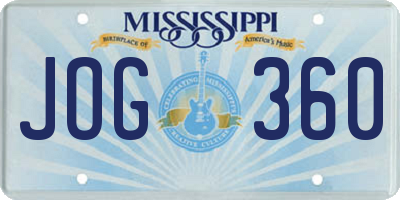 MS license plate JOG360