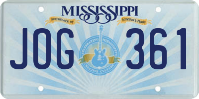 MS license plate JOG361