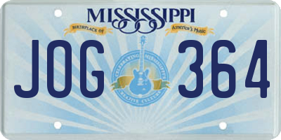MS license plate JOG364