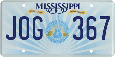 MS license plate JOG367