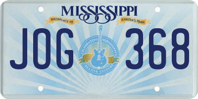 MS license plate JOG368