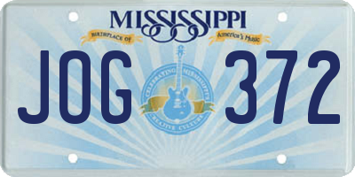 MS license plate JOG372