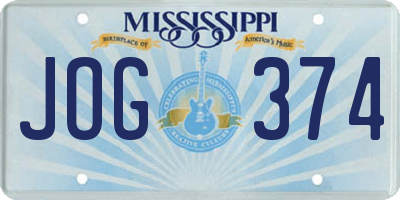 MS license plate JOG374