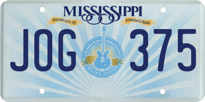 MS license plate JOG375