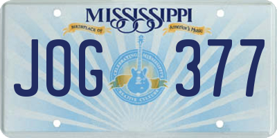 MS license plate JOG377