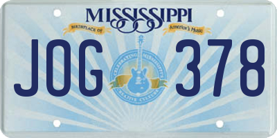 MS license plate JOG378