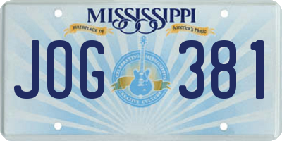 MS license plate JOG381