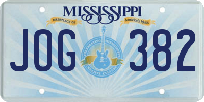 MS license plate JOG382