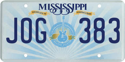 MS license plate JOG383