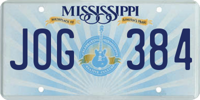 MS license plate JOG384