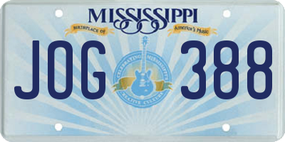 MS license plate JOG388