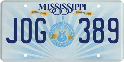 MS license plate JOG389
