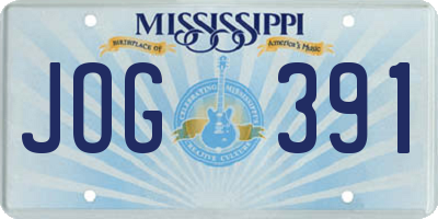 MS license plate JOG391