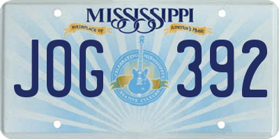 MS license plate JOG392