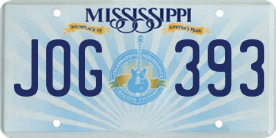 MS license plate JOG393