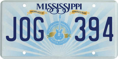 MS license plate JOG394
