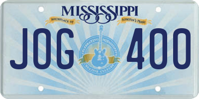 MS license plate JOG400