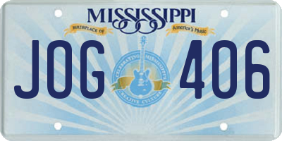 MS license plate JOG406