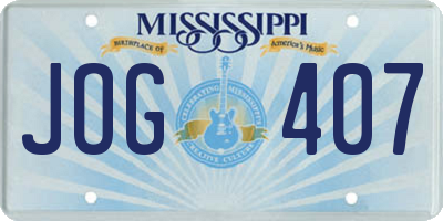 MS license plate JOG407