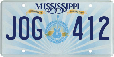 MS license plate JOG412