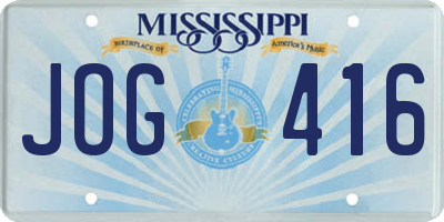 MS license plate JOG416