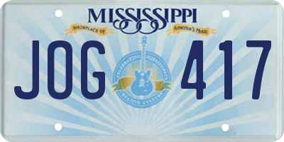 MS license plate JOG417